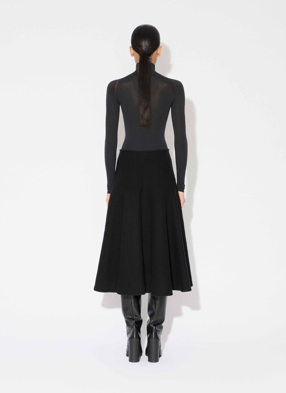 CASHMERE KNIT FLARE SKIRT ALAÏA BLACK CASHMERE KNIT FLARE SKIRT